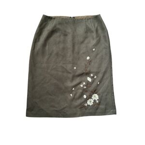 INC International Concepts Olive Floral Pencil Skirt